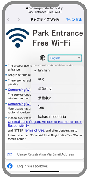 ②ブラウザが自動で立ち上がります。必要であれば言語を選択します。（日本語はありません）