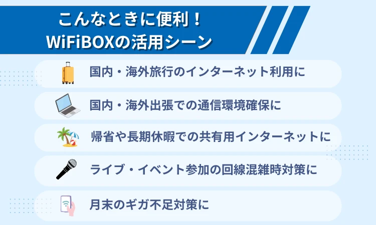 こんなときに便利！WiFiBOXの活用シーン