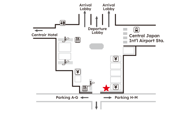 Map of Chubu Centrair International Airport:2F Access Plaza (unstaffed)