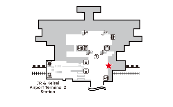 Narita International Airport Terminal 2:B1F Railway ticket gate floor SKYLINER & KEISEI INFORMATION CENTER (Narita Airport Terminal 2)의 지도